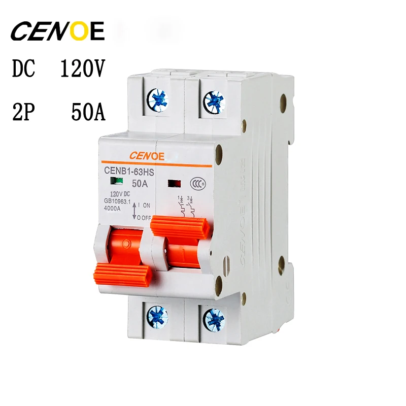 10 шт. Наслаждайтесь ценой скидка 2 P DC 120 V 50A Выключатель DC мини-выключатели цепи для электромобилей