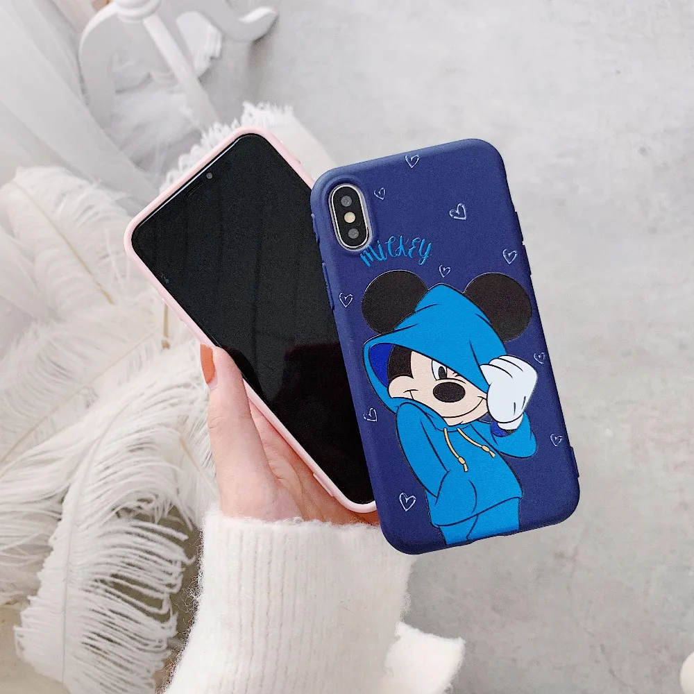 GYKZ Cartoon Mickey Minnie Mouse Couple Case For iPhone 7 X XS MAX 6 6s 8 Plus Cute Pink Heart Phone Shell For iPhone XR Coque