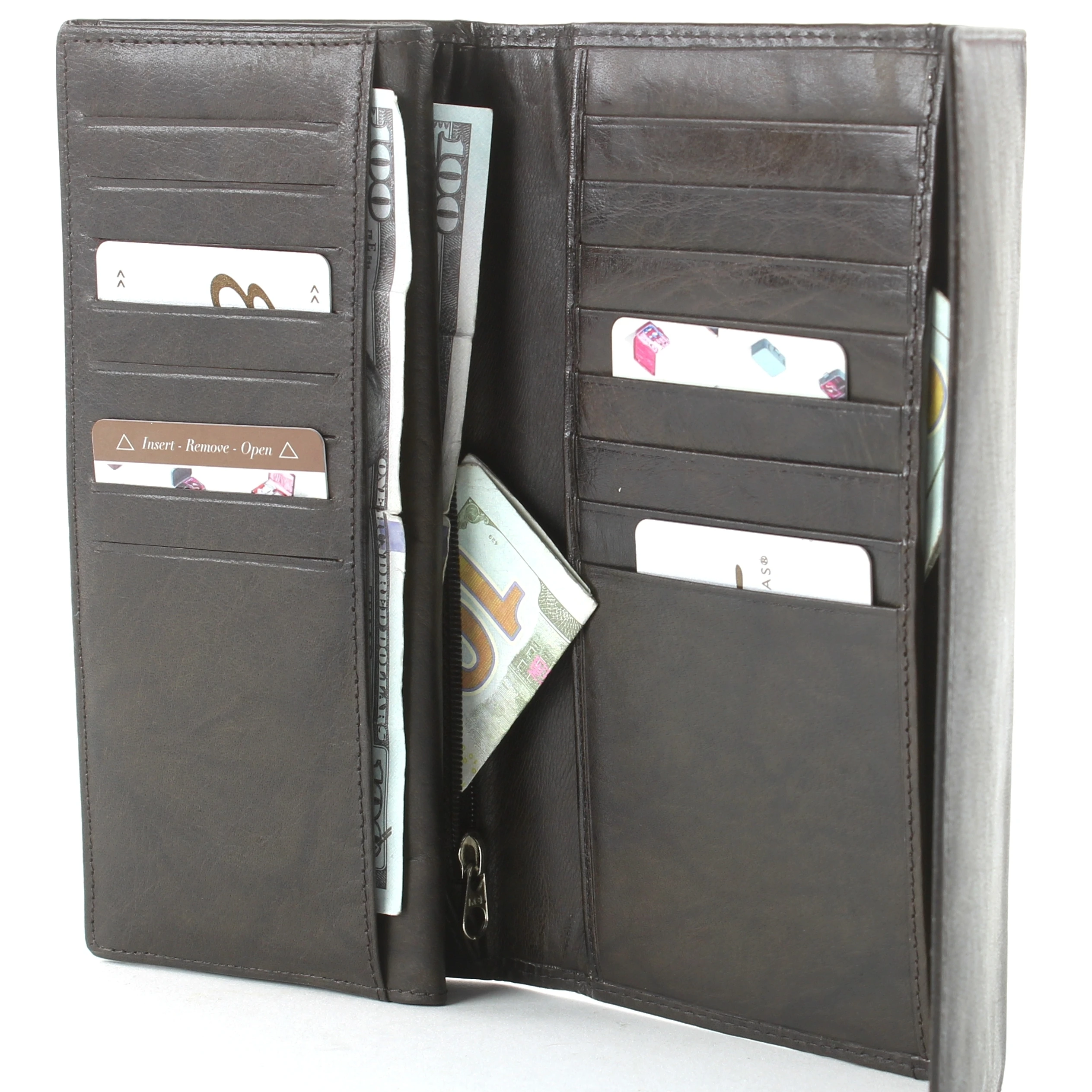 LEATHER CLUTCH WALLET AND CHECKBOOK HOLDER BROWN (3)