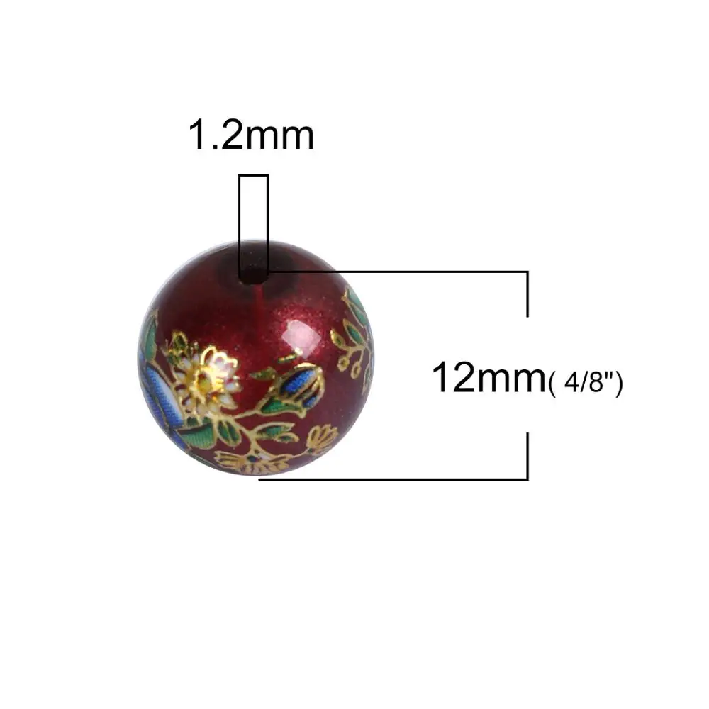 DoreenBeads, стеклянные винтажные японские бусины Tensha, круглые розы, имитация жемчуга, около 12 мм(4/"), диаметр, 5 шт - Цвет: dark red