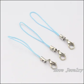 

100 Pcs Per Lot light blue color Cell Phone Lanyard Cords Strap Lariat Mobile Lobster Clasp 65mm/2.56''