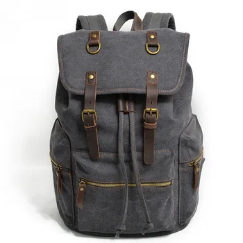 

Men's 15inch laptop backpack computer school backpacks men's vintage canvas Leather large capacity travel backpack school bag