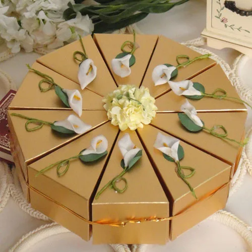 Free Shipping DIY Gold Cake Favor Box Wedding Favor Boxes ...
