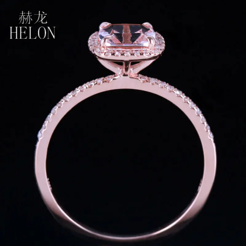 Твердые 10 к розовое золото сертифицированные подушки 0.9ct морганит бриллианты обручальное кольцо для женщин Свадебные романтические ювелирные изделия кольцо с лапой зубцами