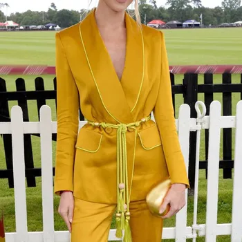 

Two Piece Sets Women Ladies Blazer Lace Up High Waist Wide Leg Pants Set Fashion Long Sleeve Casual Suits