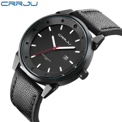 CRRJU роскошные новые для мужчин S часы Топ BrandMen кварцевые часы повседневное Спорт Военная Униформа часы мужской кожаный Relogio Masculino