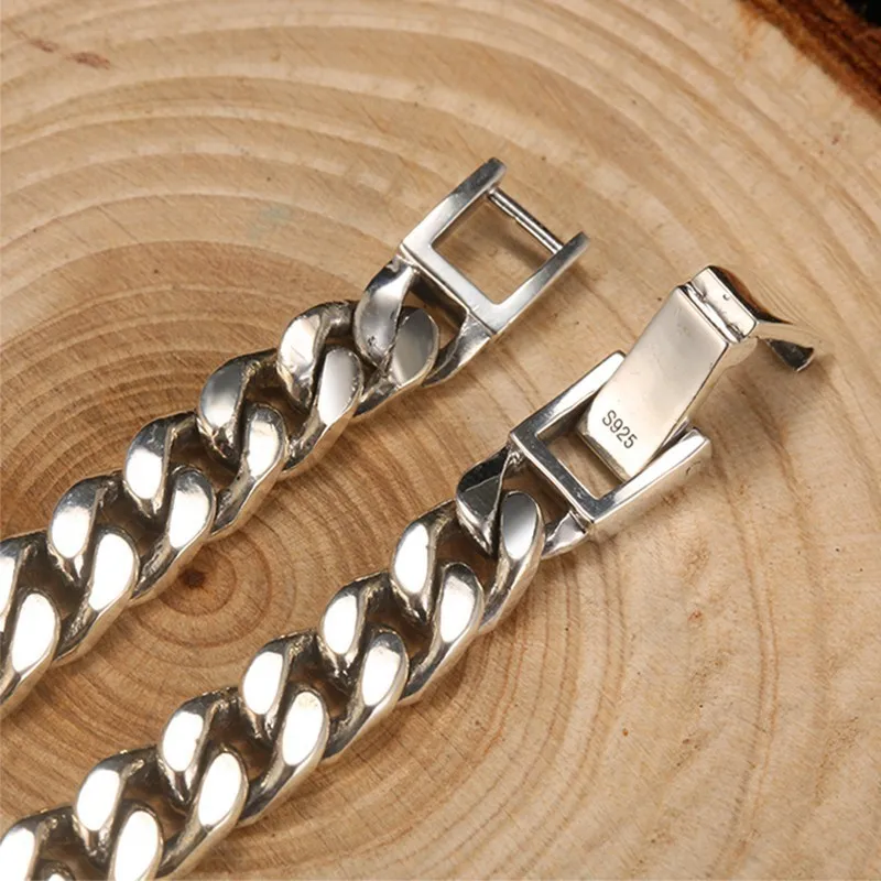 ZABRA Real 925 Sterling Silver Bracelet Mans 8mm Width 18.5 Length Rock Fashion Chain Bracelets For Man Jewelry Gift - 5