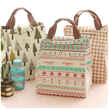 

High quality Portable Women kids Fashion Fresh Insulated Canvas lunch Bag Lunchbox Storage Bag Thermal Food Picnic Lunch Pouch