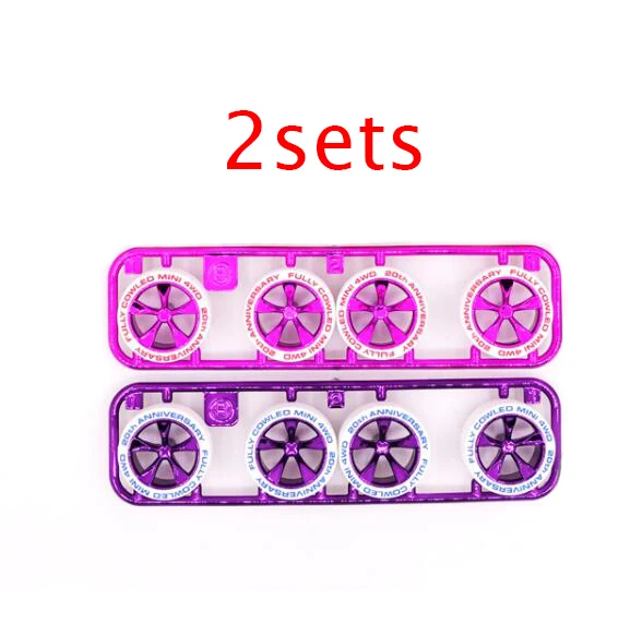 

2 Sets Plated Plastic Wheels Medium/Middle Diameter 20Th Anniversary Tires For 1/32 Scale Mini 4WD Car Model 95075/95076