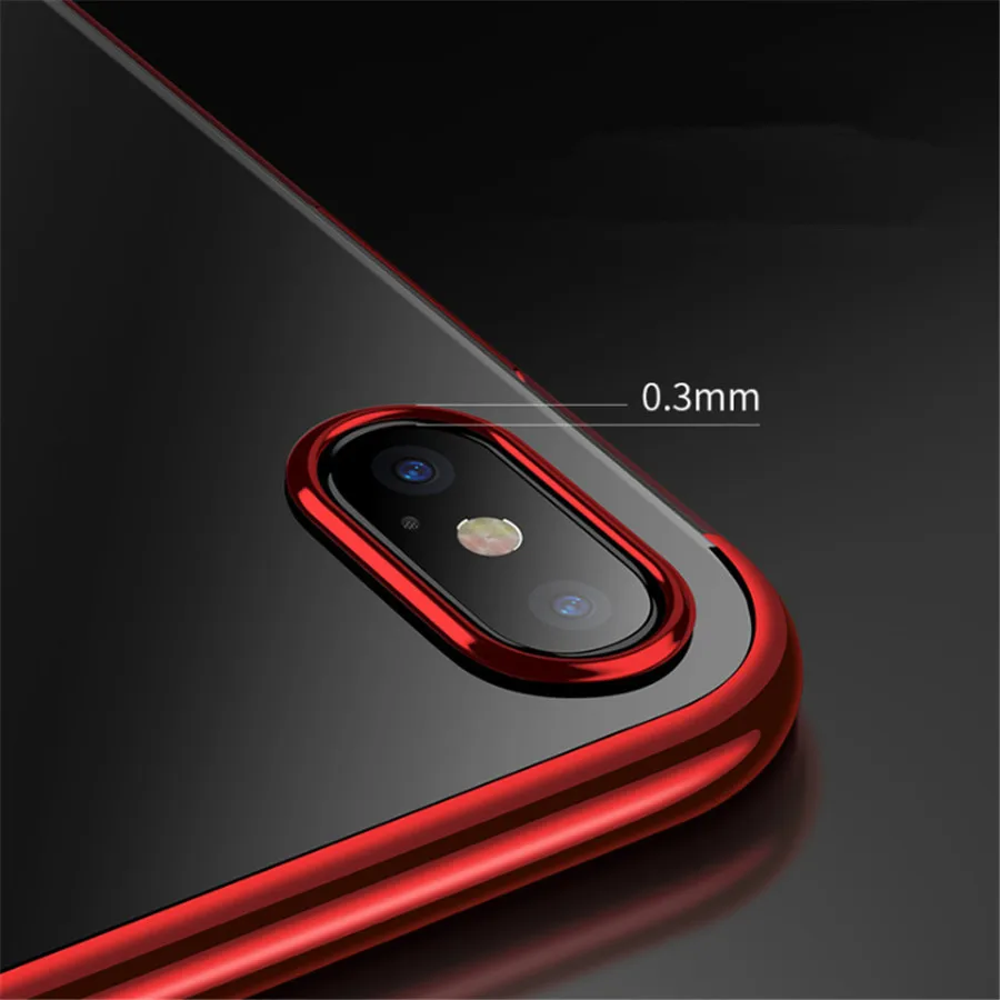 Роскошный прозрачный чехол из ТПУ с розовым золотым покрытием для iPhone X XR XS Max 6 6S