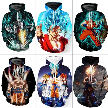 

Anime Dragon Ball Z Hoodeds Sweatshirts Super Saiyan Goku 3D Printing Pullovers Men Women Long Sleeve Outerwear Coat