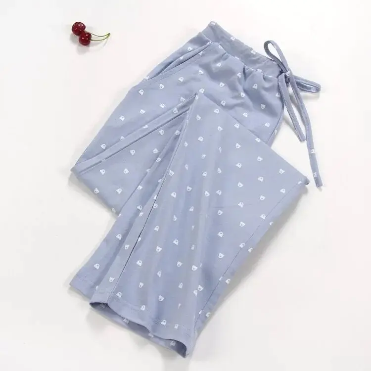 Летние мягкие трикотажные хлопковые Пижамные штаны для женщин, уютные свободные пижамы, штаны для сна, женские свежие домашние брюки, повседневные штаны