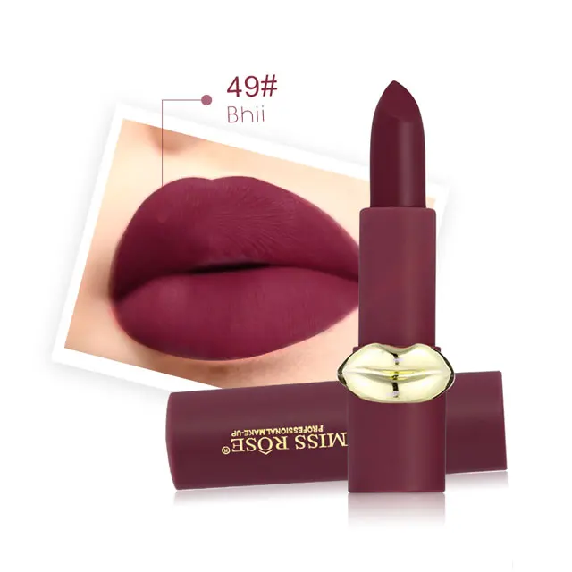 MISS ROSE/Помада в форме губ, красная, красивая, матовая помада, стойкая, водостойкая, легко окрашиваемая, Рубиновая Роза, Макияж для губ, дешевые помады - Цвет: 49 Chii