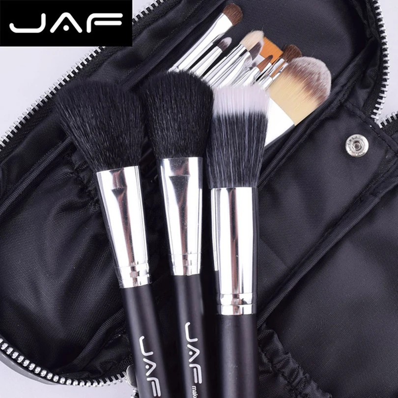 JAF 12pcs High Quality Makeup Brushes Set Foundation Brush Face Make Up Kit Cosmetic Tools Kits with Zipper Leather Case (6)