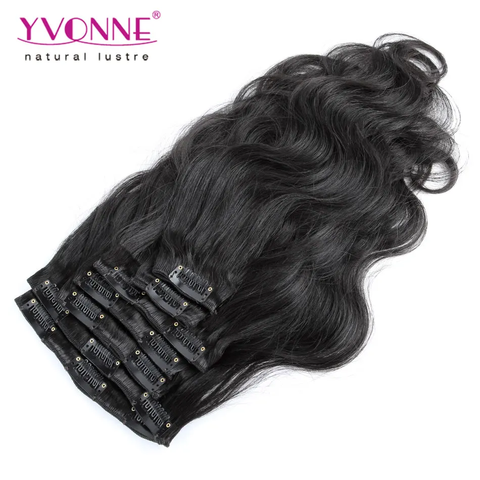 Aliexpress Yvonne Brazilian Body Wave Virgin Hair Clip In Human Hair Extension,7Pcs/set,12-28 Inches in Stock,Color 1B