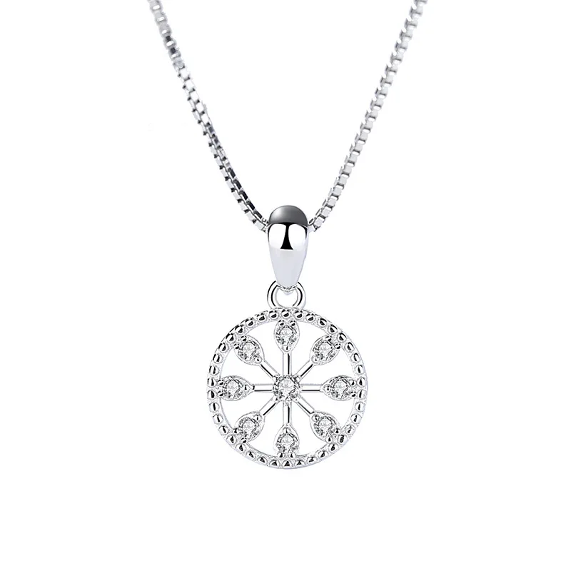 Round S925 sterling silver pendants for necklace 3
