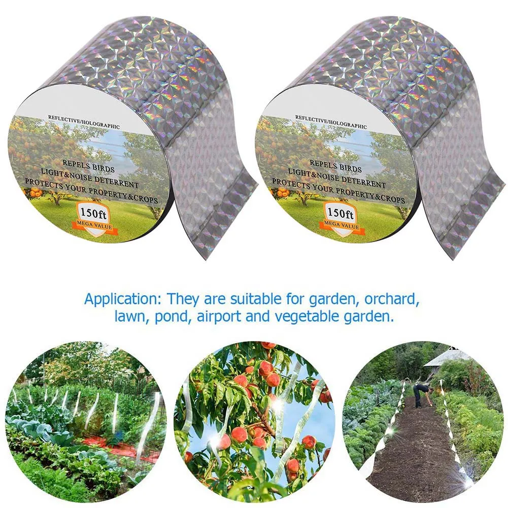 

Newly Bird Repellent Scare Tape Reflective Repeller Ribbon Pest Control Deterrent for Garden