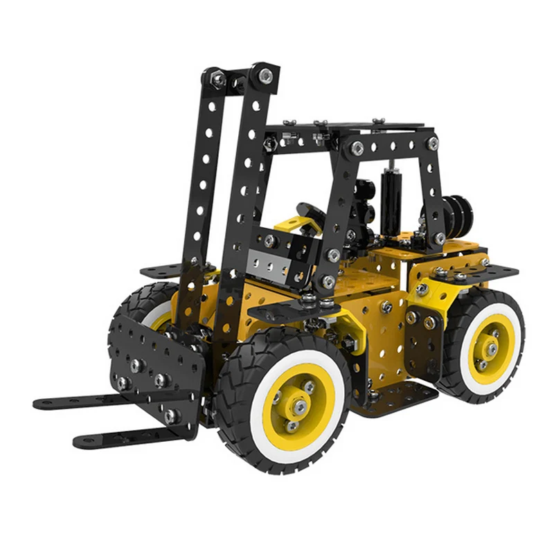 

371pcs DIY Stainless Steel Forklift Puzzle Toy Assembly Metal Construction Vehicle Building Kits Educational Toys For Kids Gift