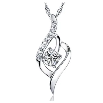 

Ethereal Jewelry Female Pendant Necklace Zircon 925 Silver 45CM Chain with Box