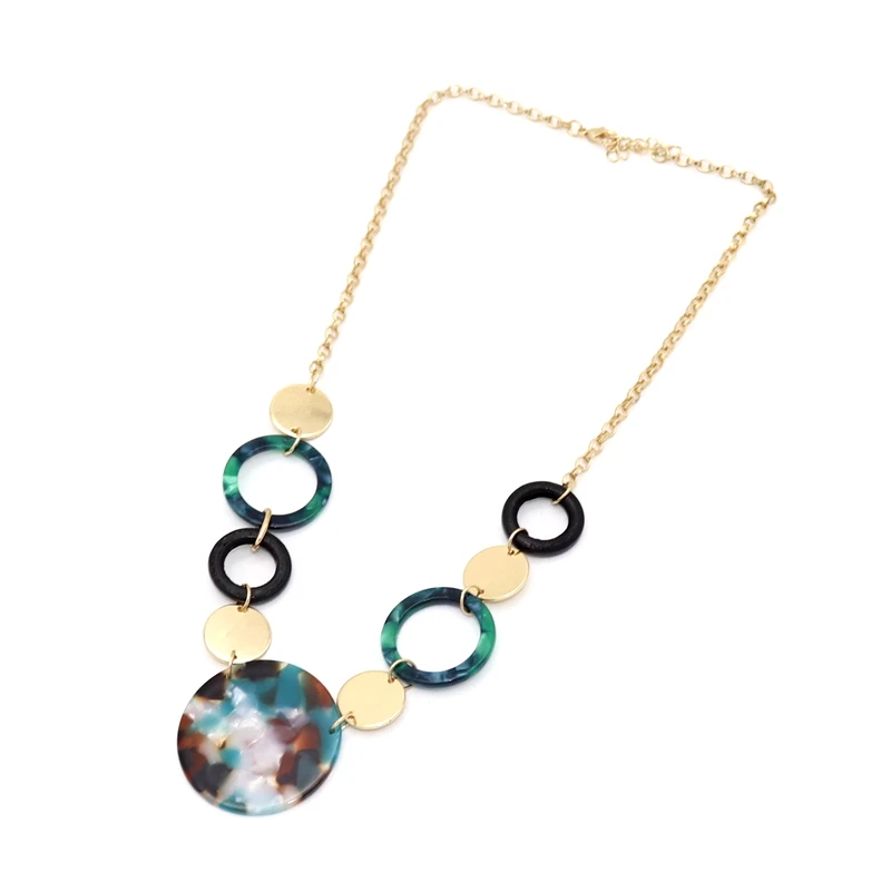 

Free Shipping Fashion Geometric Mixed Color Resin Charm Popular Pendant Necklace