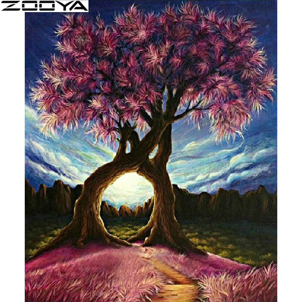 ZOOYA 5D Diamond Embroidery Paintings Rhinestone Pasted DIY Painting Tree Mosaic Room Decor Couple RF321 | Дом и сад