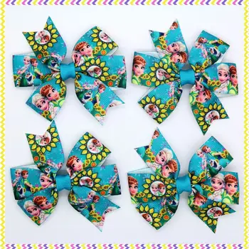 

DUWES 3.1'' Free shipping cartoon fever Ribbon Bows with hair clip headband headwear hairbow diy decoration wholesale OEM H3570