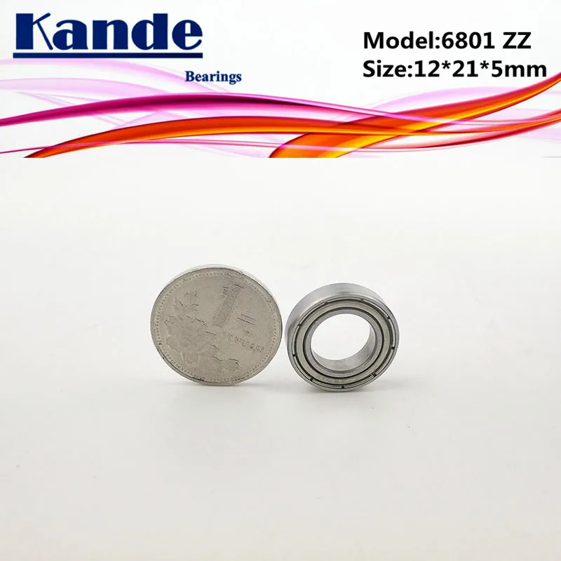 6801 ZZ ABEC-1 12x21x5 10pcs 6801ZZ Thin Section Deep Groove 6801 Ball Bearing 61801