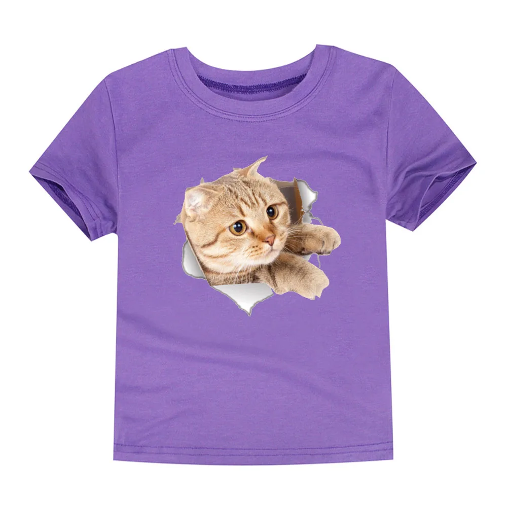 12 Цветов для мальчиков футболки детские 3D принт футболка с изображением кошки с персонажами из мультфильмов для Детей Забавные футболки для мальчиков и девочек топы с изображением кота для детей для 1-14Years