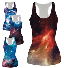 Alisister Новые космические красные/синие кроп-топы Femme 3d принт Harajuku укороченный женский сексуальный топ на бретелях Галактический жилет камзол