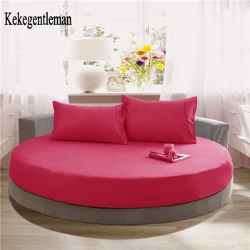 

Kekegentleman Solid 100% Cotton Round Fitted Sheets Wedding&Love Hotel Romantic Round elastic Bed Sheet Diameter 200cm or 220cm