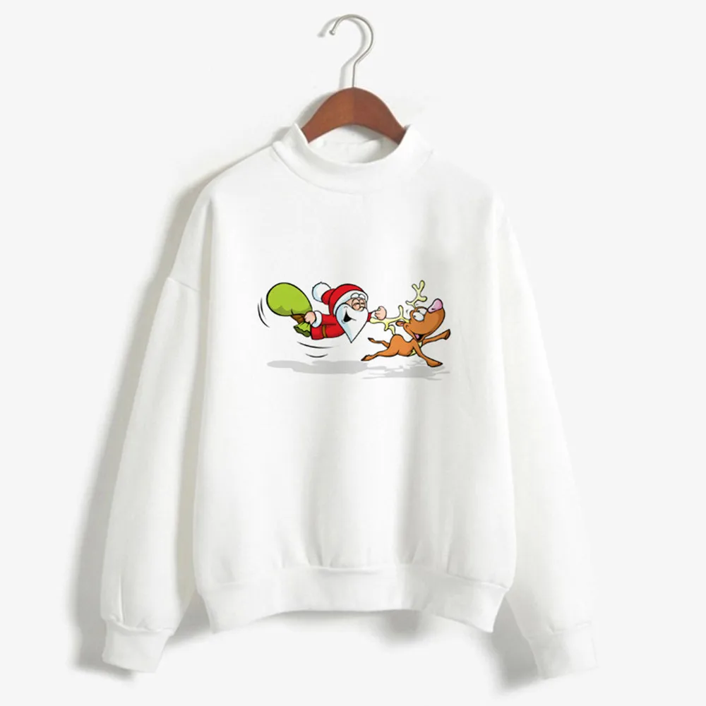 

Women sweatshirt hoodies Christmas festival Trendy Casual Santa Claus Print Blouse Tops Pullover Jumper autumn winter Sweatshirt