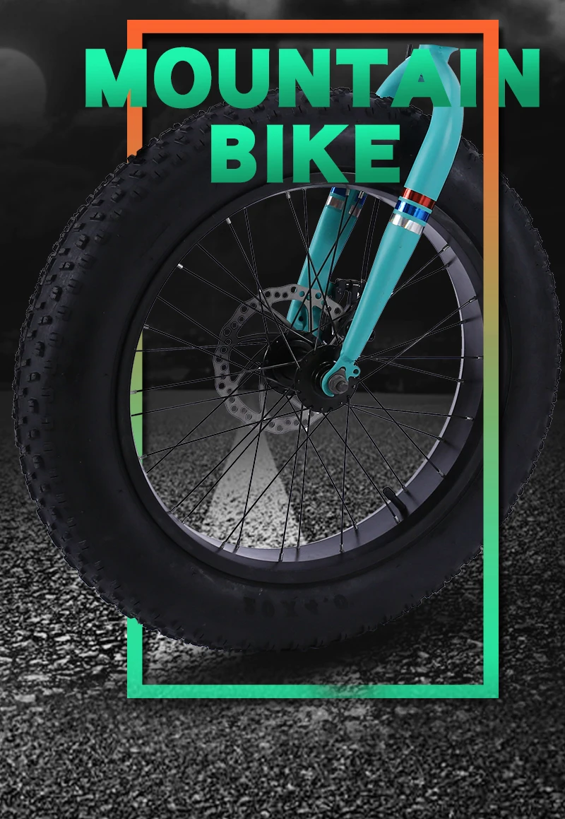 Discount KUBEEN Snow Bike MTB 20" 7 21 24 27 speed double disc mountain Fat Bicycle Suspension Steel Frame 4" Tire aluminum wheel 20kgs 1