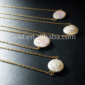 

WT-N338 Wholesale Petite pearl double loops necklace,natural real pearl pendant necklace for women jewelry