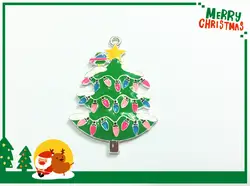 Новый Дизайн! 47 мм * 35 мм 10 шт./лот эмалью все темно-зеленый Рождество дерево Подвески