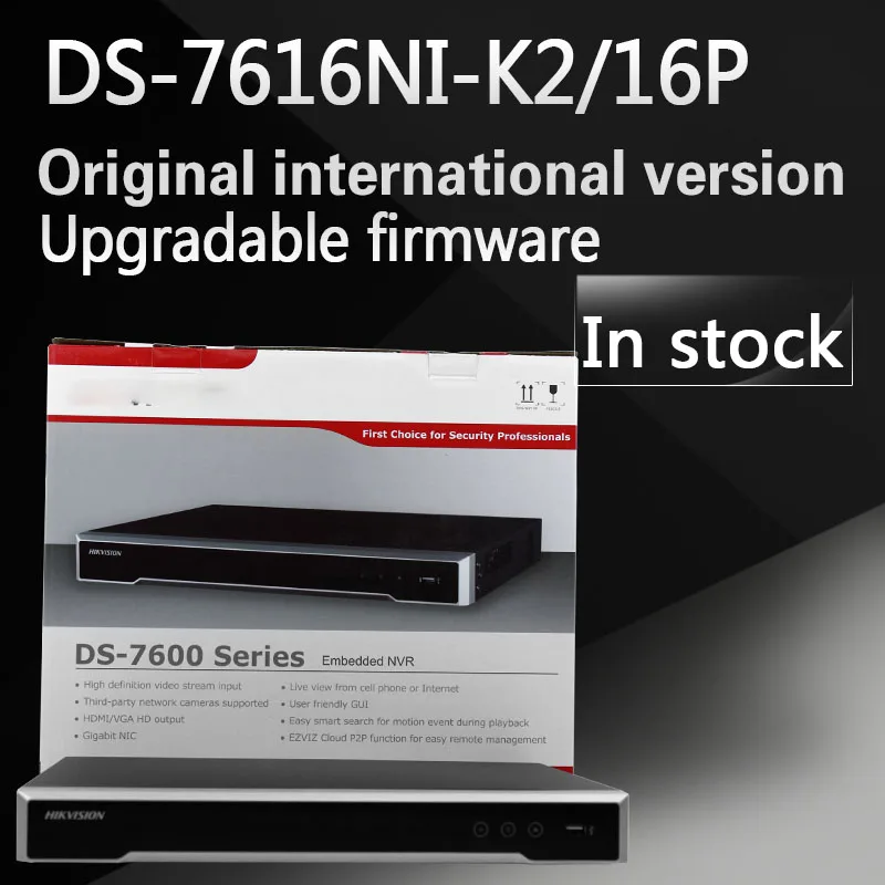 Free Shipping DS 7616NI K2 16P English Version 2SATA 16 POE Ports 4K 16ch NVR Plug
