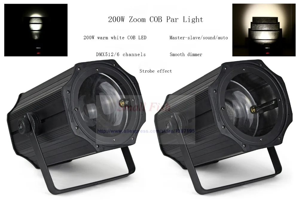 COB ZOOM 0- Linear Dimmer 200W COB LED Par Light 3200- 5600K Warm White Stage Disco Light DMX 512 Professional DJ Equipment