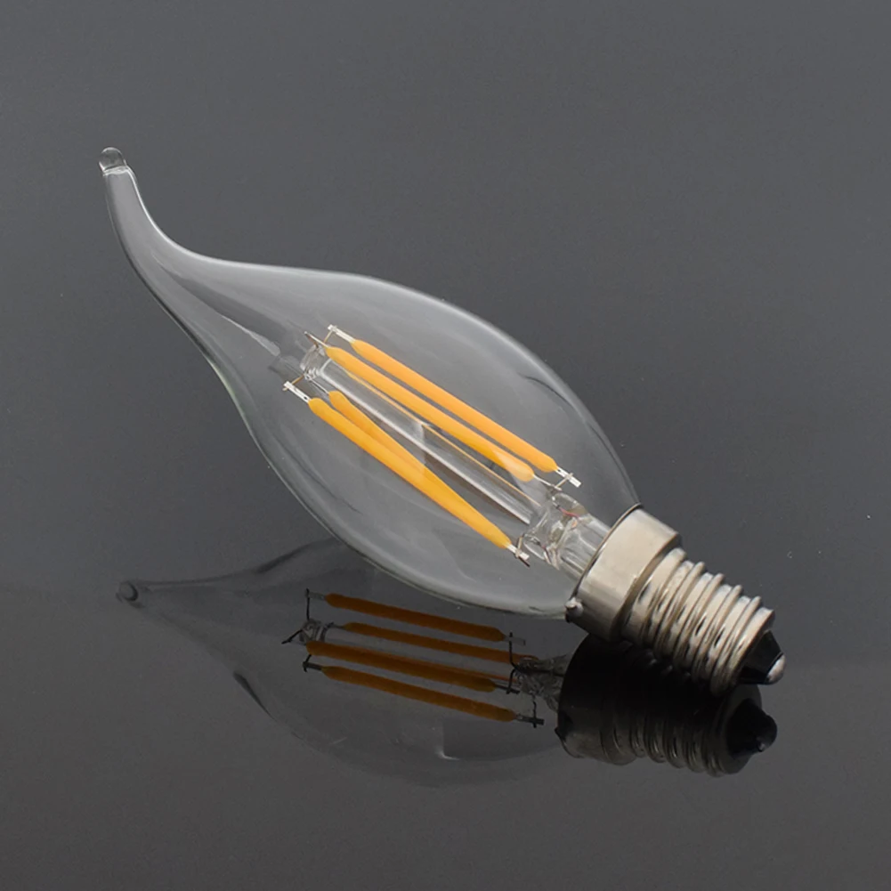 E14 220V Светодиодный светильник C35 4W Диммируемый светодиодный свечи накаливания канделябры с изогнутым кончиком 35W эквивалент накаливания