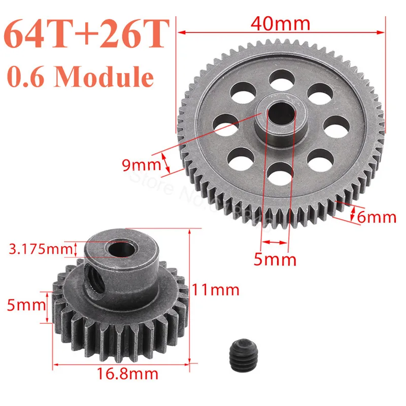 11184 сталь металл Spur Diff Главная передача 64T Мотор шестерня s 17T 21T 26T 29T 11189 11176 11181 11119 для RC HSP Redcat RC грузовик