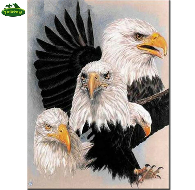 YUMEART Needlework Diamond Painting Eagle DIY Cross Stitch Animals Square Art Full Embroidery Home Decor | Дом и сад