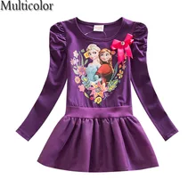 Фиолетовое детское платье; Детские праздничные платья для костюмированной вечеринки; платья принцессы Эльзы для маленьких девочек; Летние платья Анны для костюмированной вечеринки