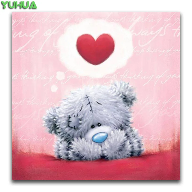 5D DIY Алмазная вышивка крестиком на рисунке, Teddy Bear полная квадратная Алмазная вышивка мультфильм животных Круглый Алмазная мозаика «любящее сердце» - Цвет: 6