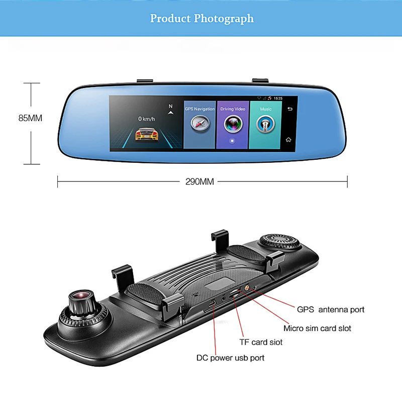 Видеорегистратор автомобильный 4G 7 84 дюйма Full HD 1080P GPS Bluetooth Wi Fi ADAS Android 5