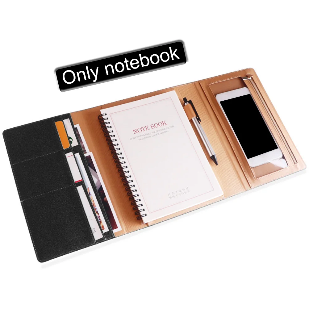 

A5 90 Pages Office Planner Calendar PU Leather School Stationery Notebook Elastic Bandage Phone Pocket Three-fold Coil Binding