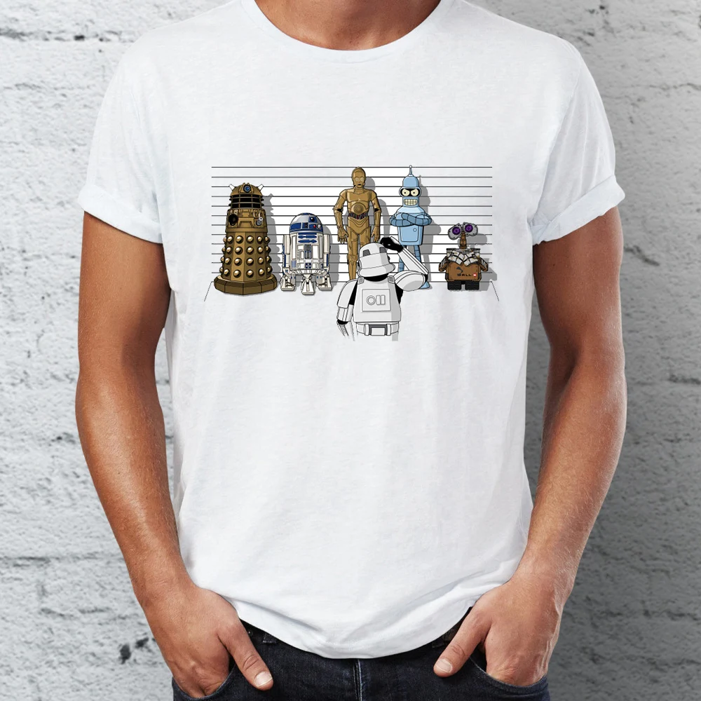 

Men's T Shirt Droid Lineup R2D2 BB8 Comic Badass Awesome Tee