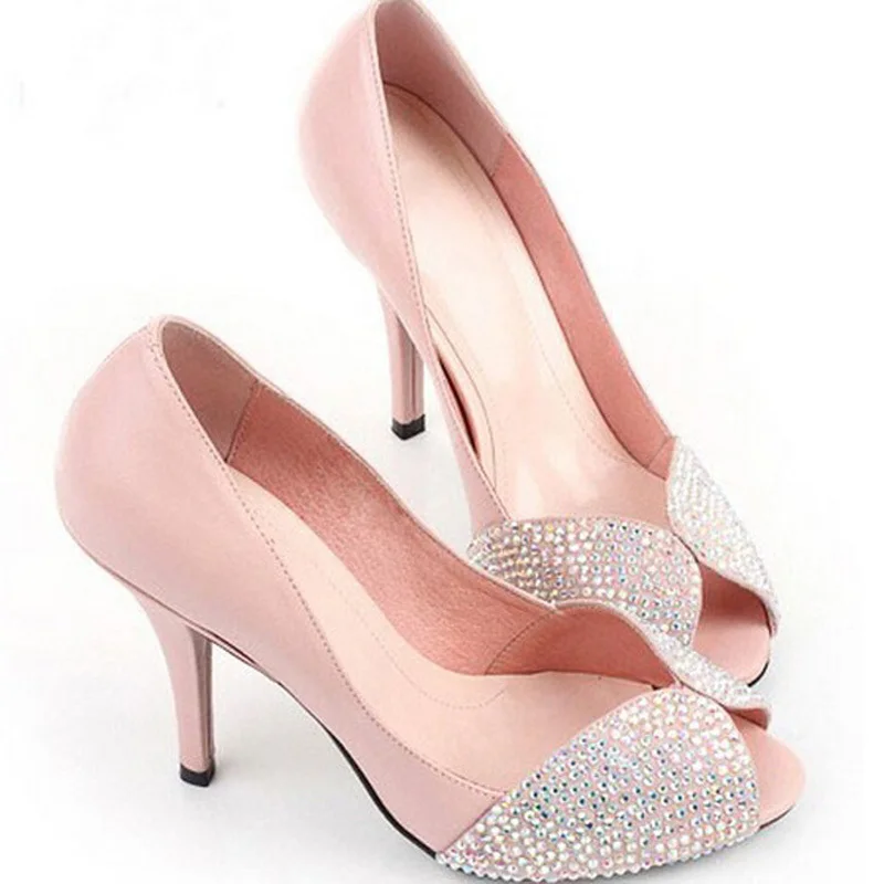 Pink diamond fish mouth shoes the bride shoes for women's shoes party