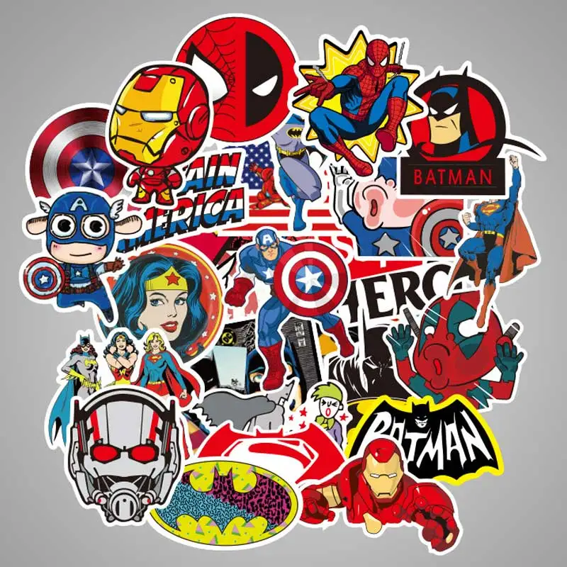 

100 Pcs Marvel Superhero Stickers The Avengers Sticker for Luggage Laptop Decal Toys Bike Car Motorcycle Phone Snowboard Doodle