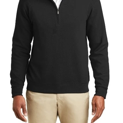 Port Authority K807 Mens Interlock 1 by 4-Zip Deep Black & Charcoal Heather - Extra Small (1)