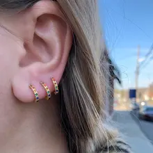 925 пробы серебряные серьги красочные cz Радуга минималистичные серьги для девушек женщин изысканные разноцветные обручи модные ювелирные изделия