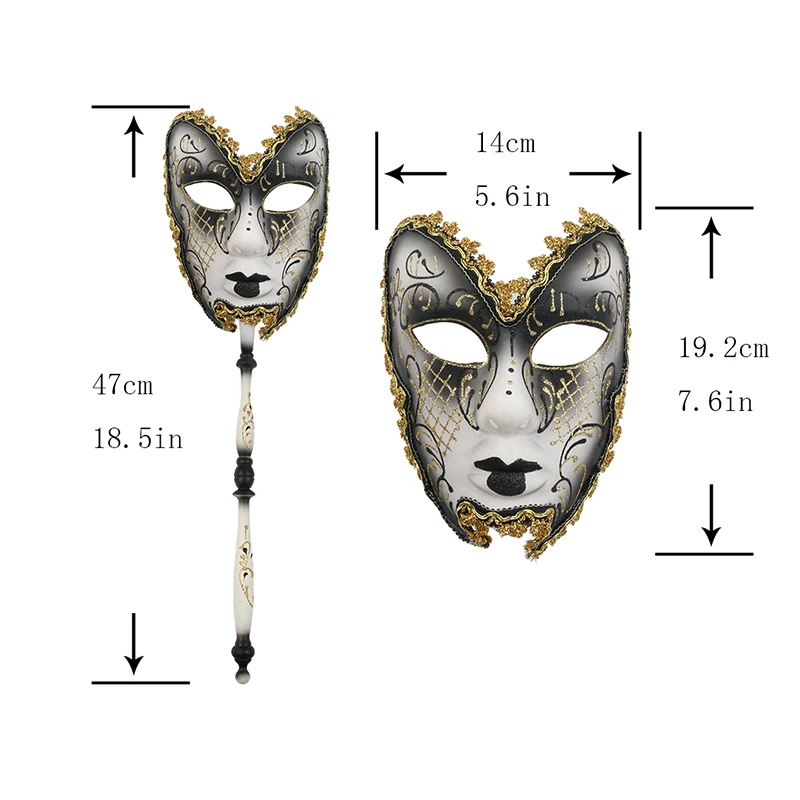 H& D, 2 шт., венецианские маски для косплея, музыкальная Карнавальная Маскарадная маска с палочкой для Марди Гра, бала, вечеринки, выпускного вечера
