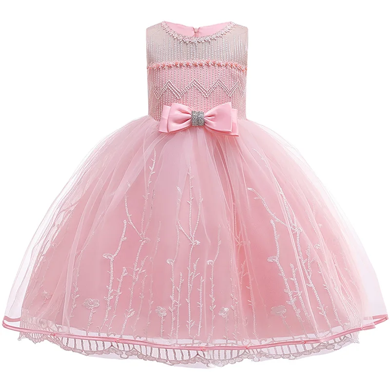 

Girls birthday party Flower Girl dresses for Weddings Kids Satin First Communion Dresses Glitz Pageant Embroidered dress